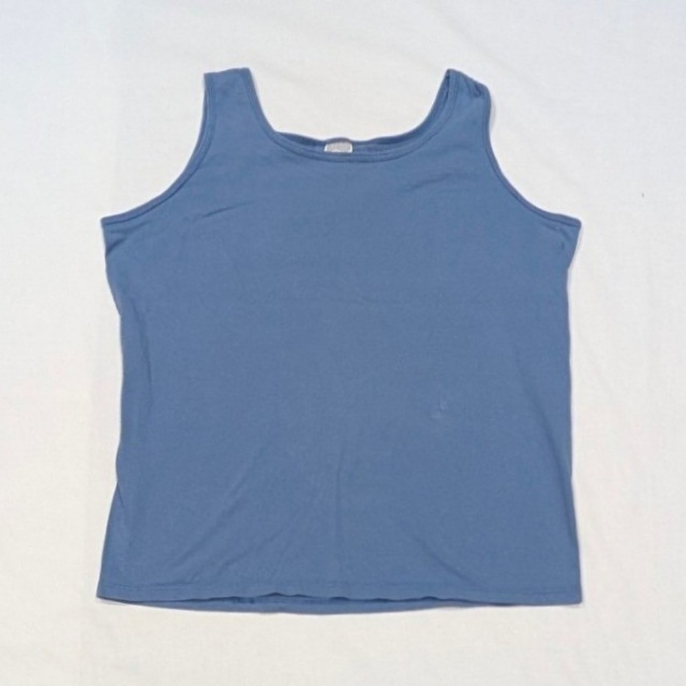 Jerzees Mens Blue Cotton Tank Top Sleeveless Scoop Neck Shirt Large Made in USA